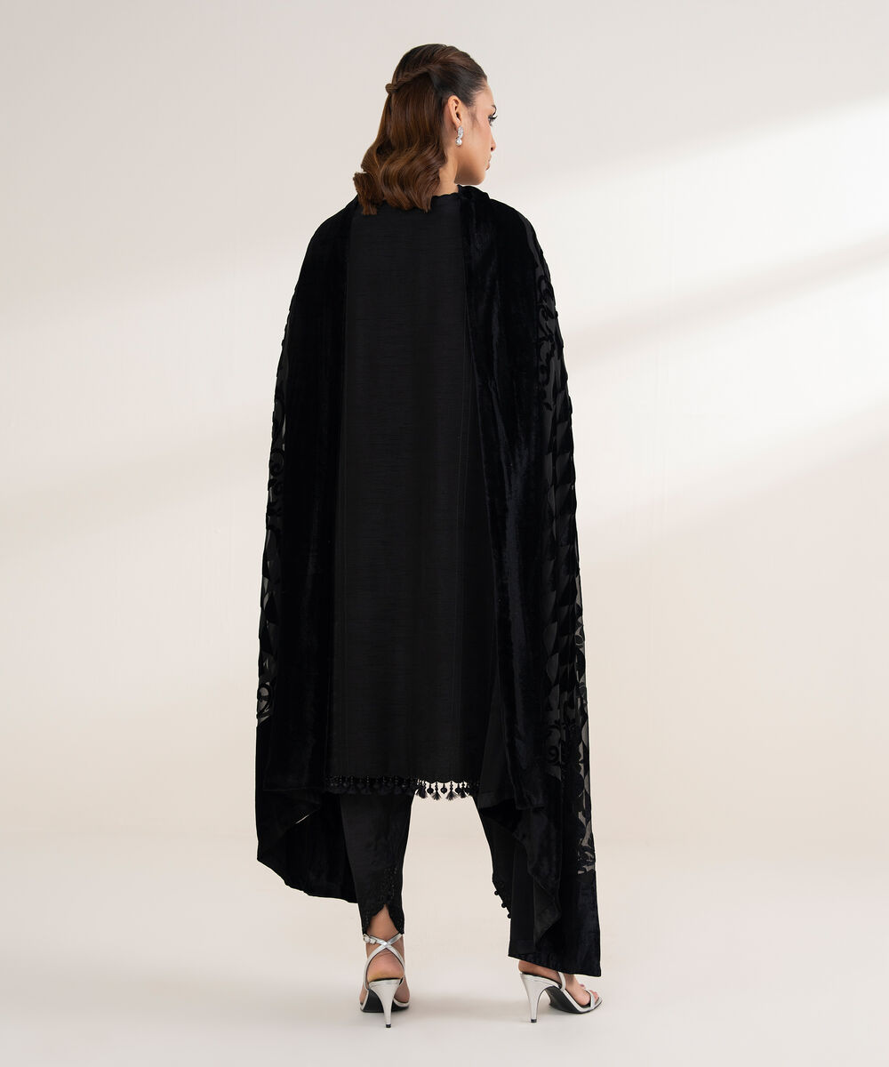 Women's Unstitched Viscose Raw Silk 3 Piece Suit