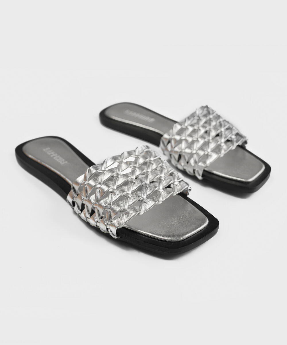 Women's Silver Braided Sandal
