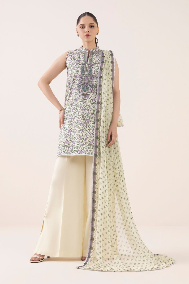 3 Piece - Embroidered Cotton Suit