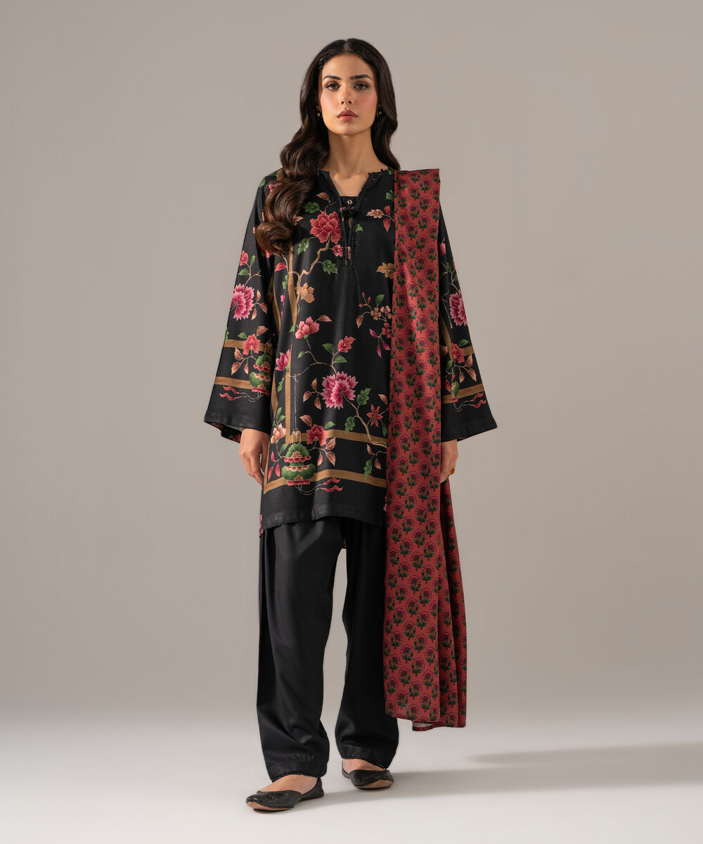 Women's RTW Viscose Linen Printed Pink Dupatta