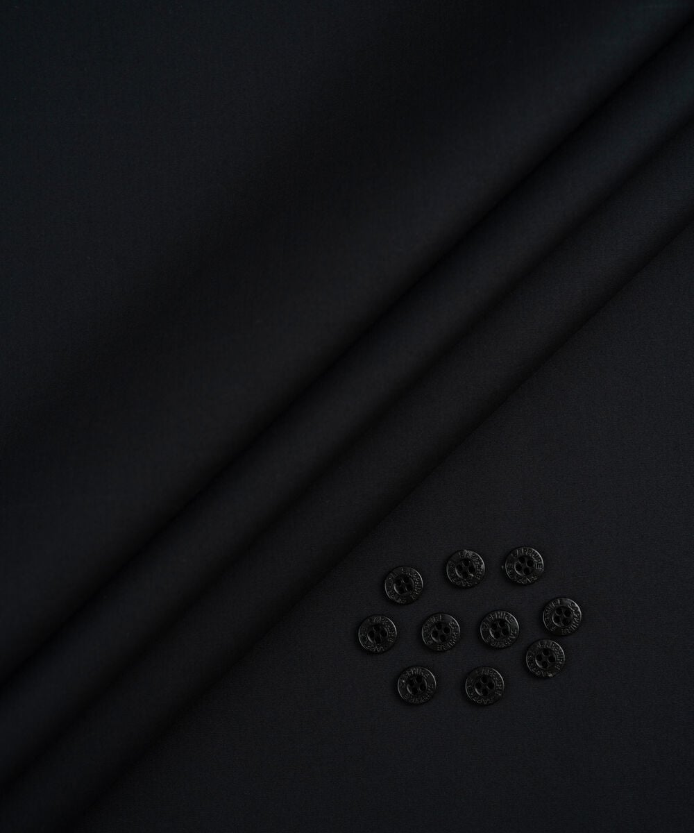 Men's Unstitched Black Two Piece Premium Cotton Suit