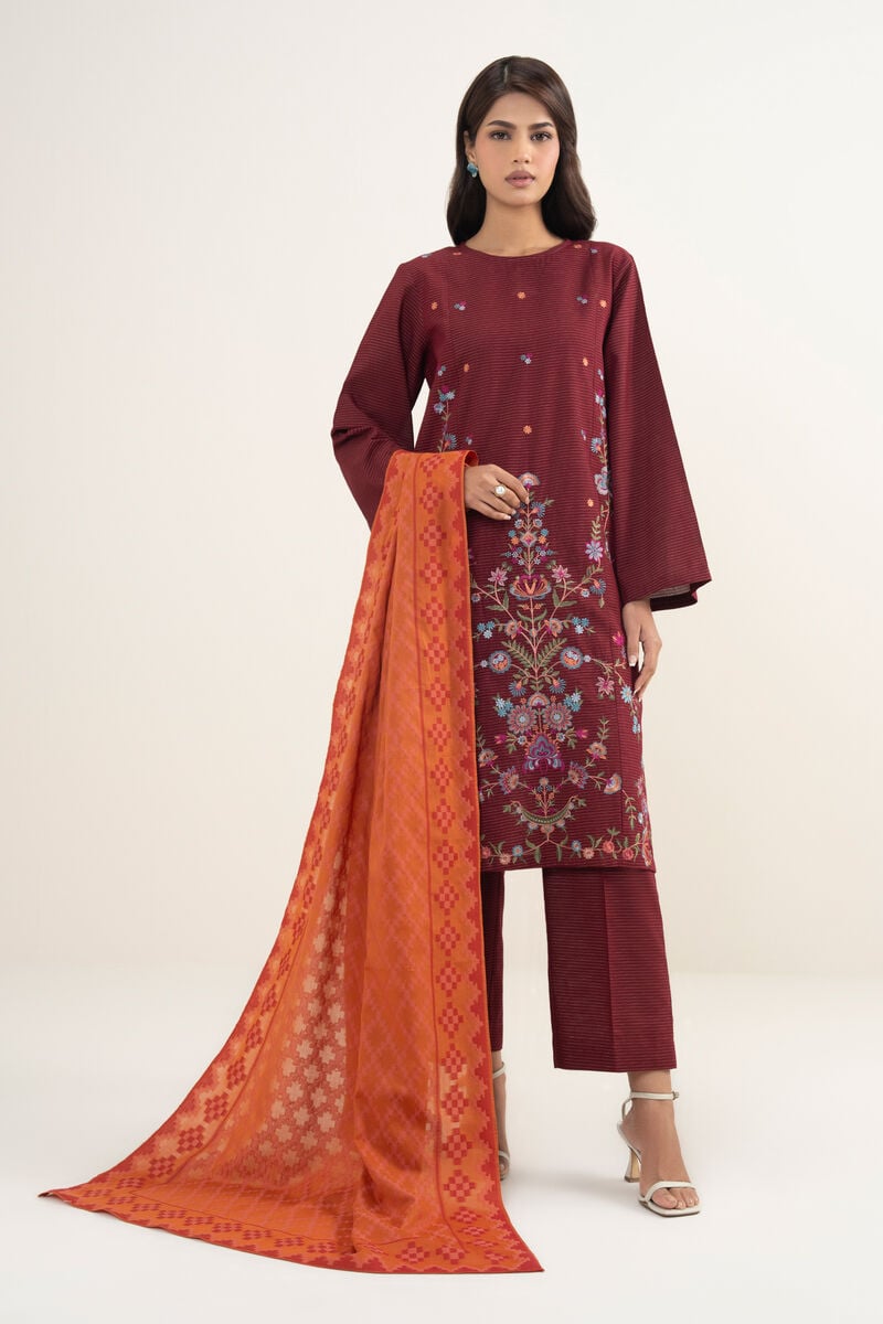 3 Piece - Embroidered Zari Khaddar Suit