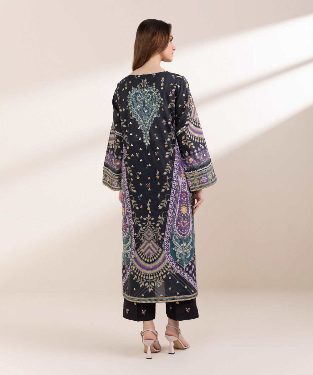 Women's Pret Lawn Black Embroidered A-Line Shirt