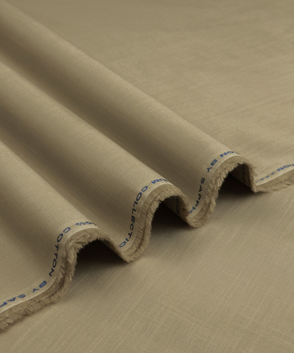 Men's Unstitched Two-Piece Khaki Premium Slub Cotton Suit