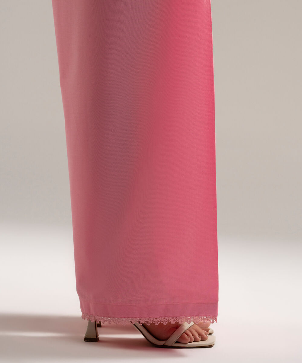 Women's RTW Cambric Solid Pink Farshi Shalwar