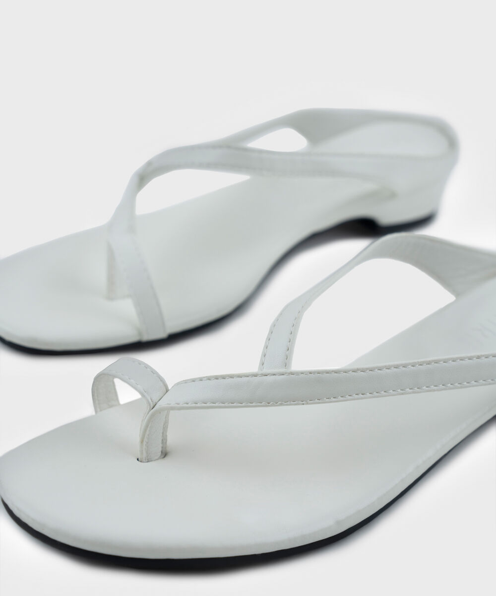 Women's White Kitten Heel Sandal