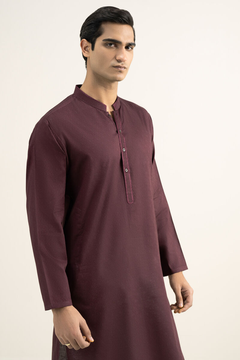Embroidered Cotton Jacquard Kurta