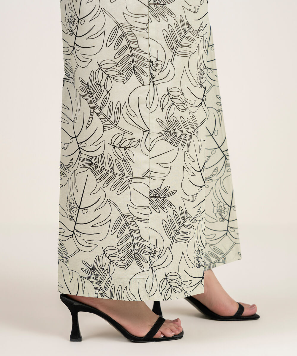 Women's RTW Cambric Printed Off White Culottes
