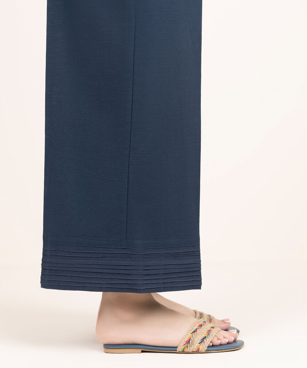Women's RTW Cross Hatch Solid Blue Culottes