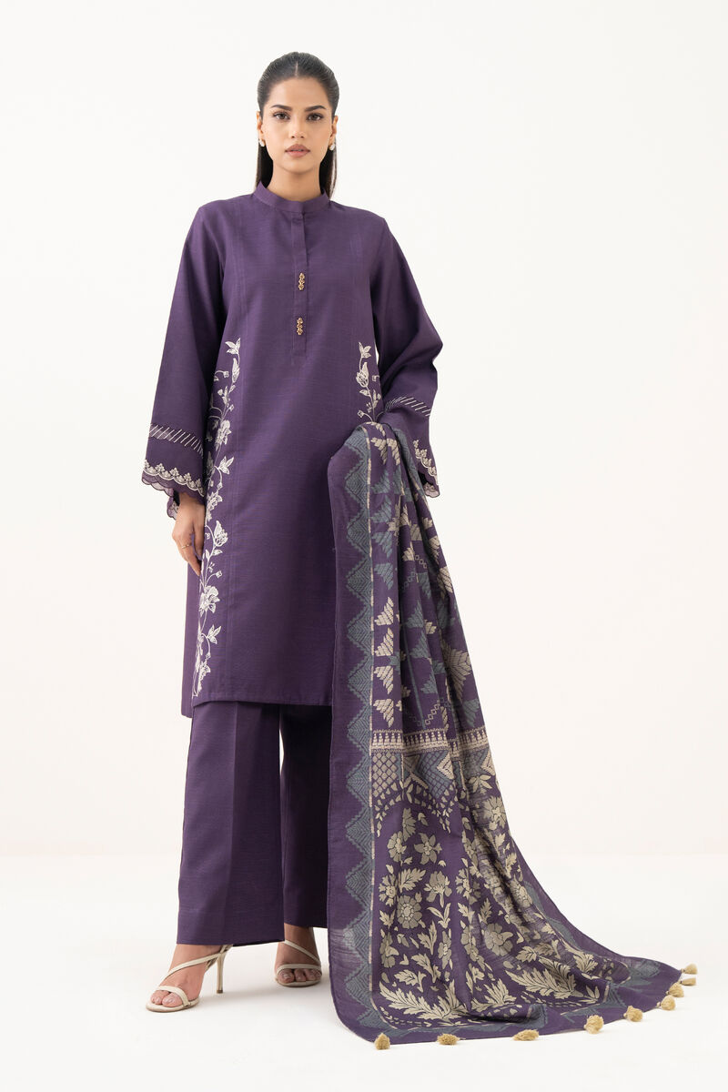 3 Piece - Embroidered Light Khaddar  Suit