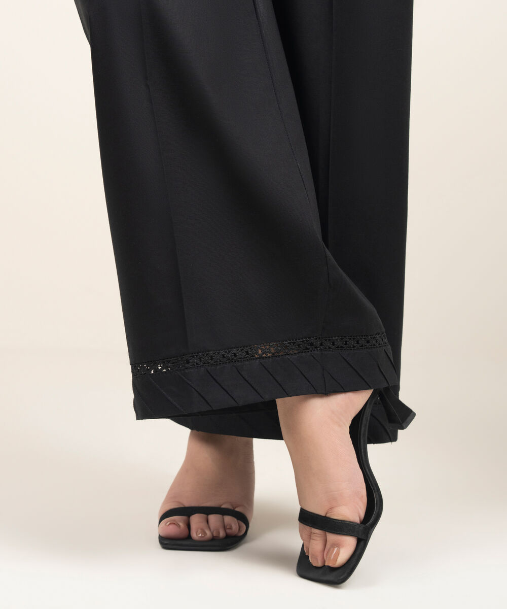 Women's RTW Lawn Solid Black Culottes