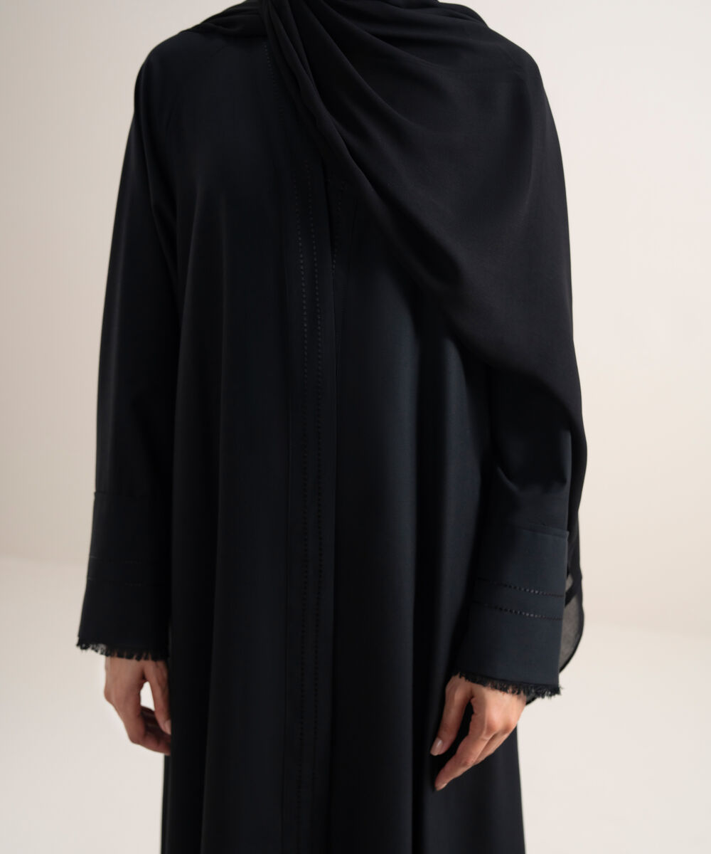 Women's Black Button Through Raglan Abbaya