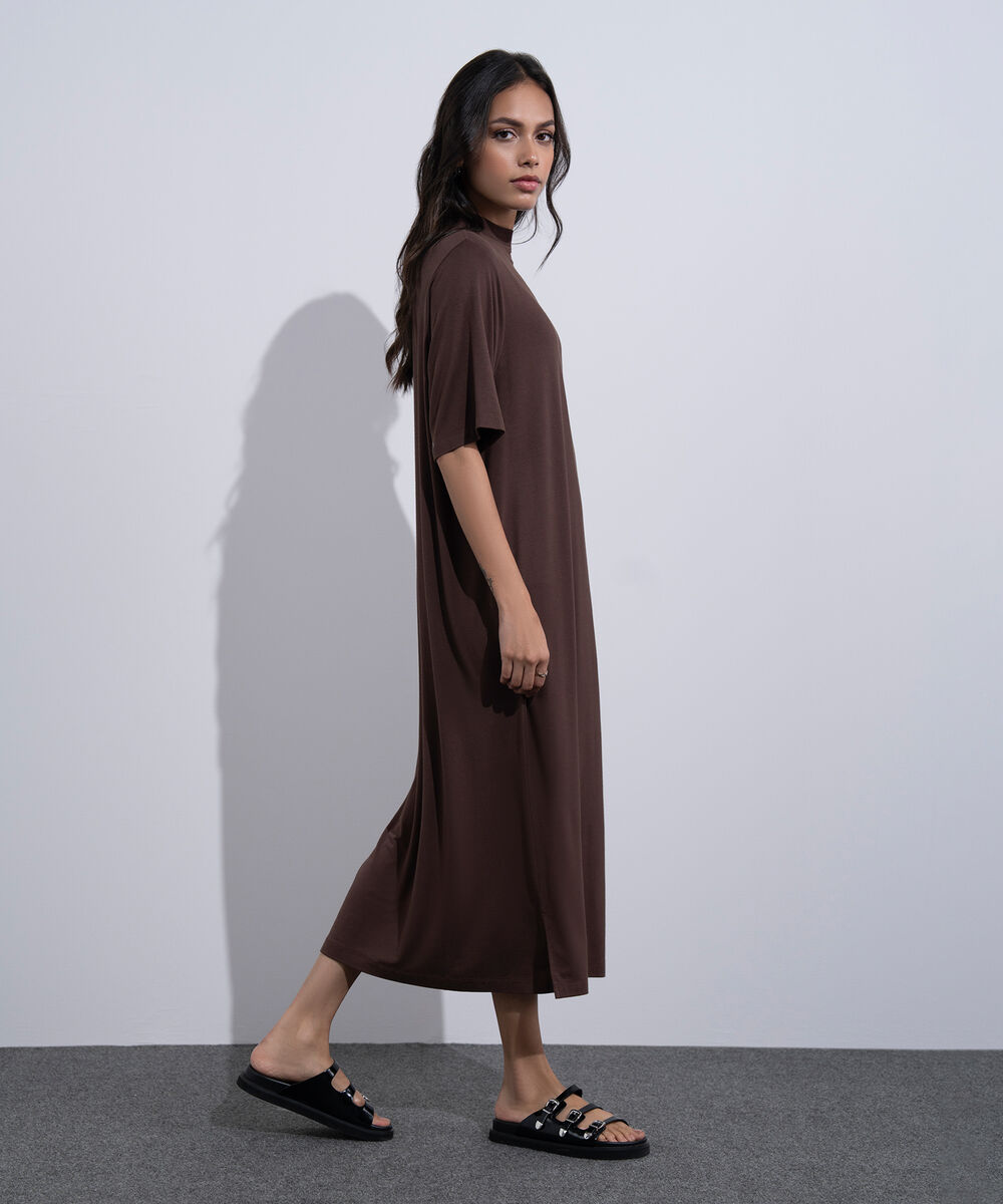 Women's Western Wear Brown T-Shirt Short Sleeve Dress