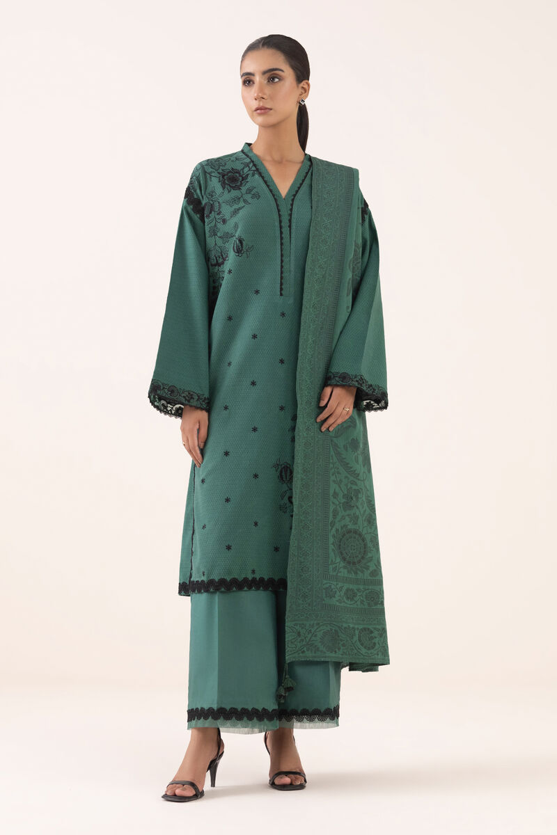 3 Piece - Embroidered Dobby Suit