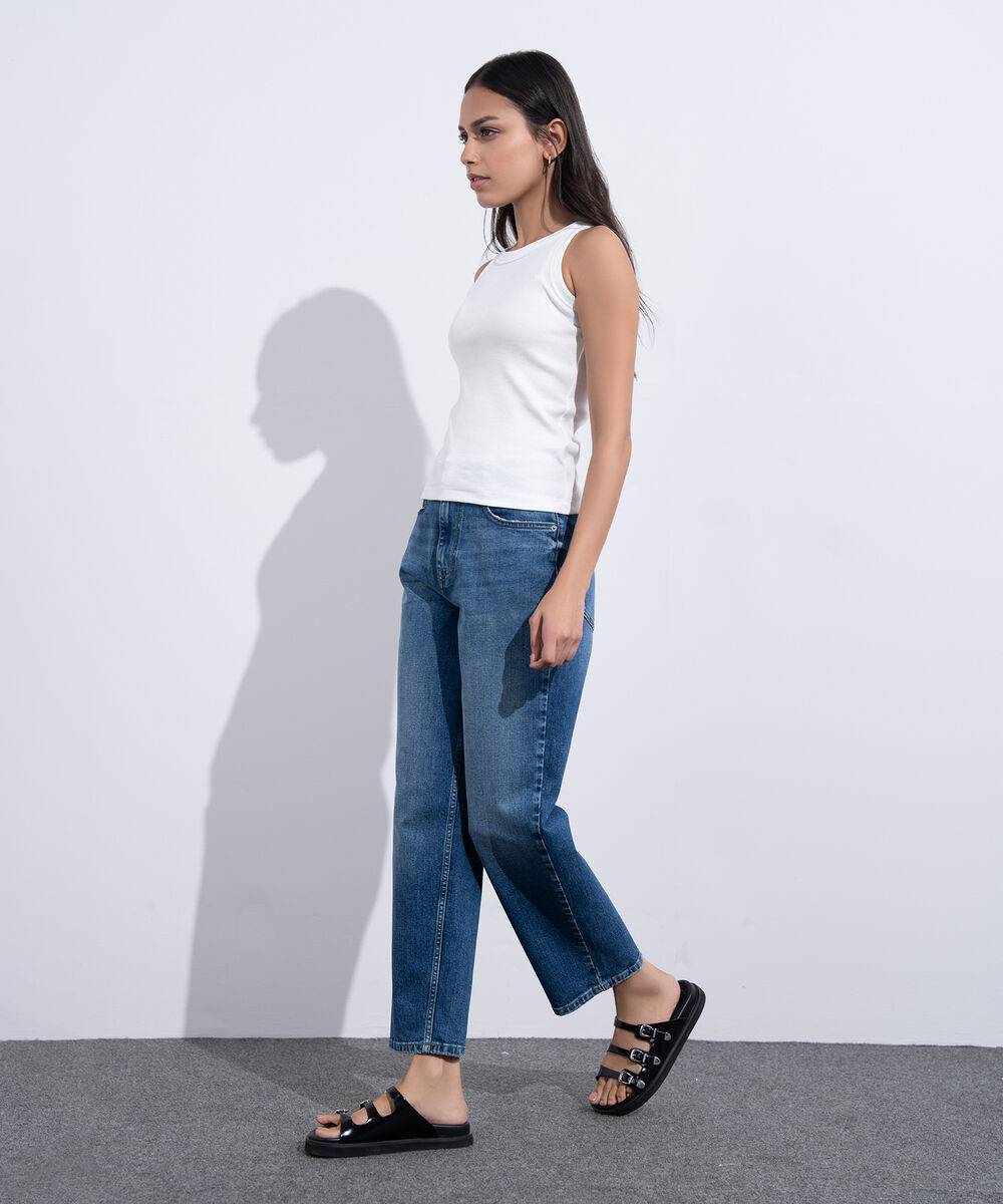 Women's Western Wear White Ribbed Vest