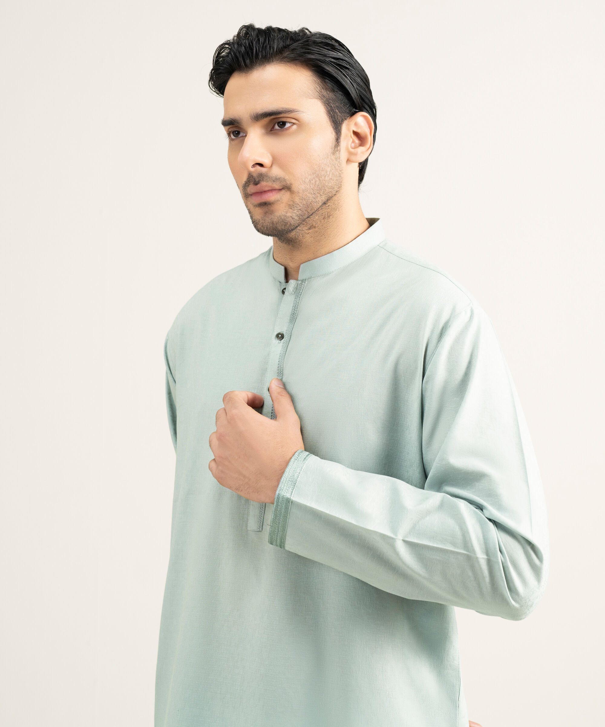 Sapphire - Embroidered Cotton Jacquard Kurta