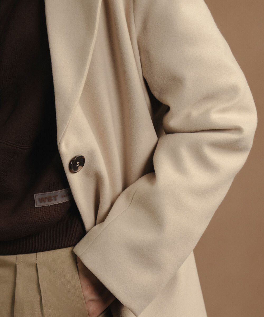 Women's Western Wear Beige One Button Long Coat