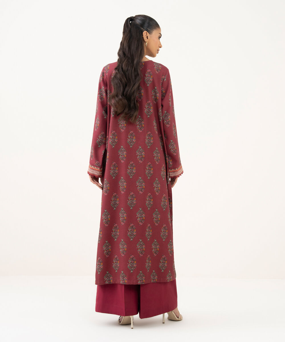 Women's RTW Cotton Viscose Embroidered A-Line Red Shirt