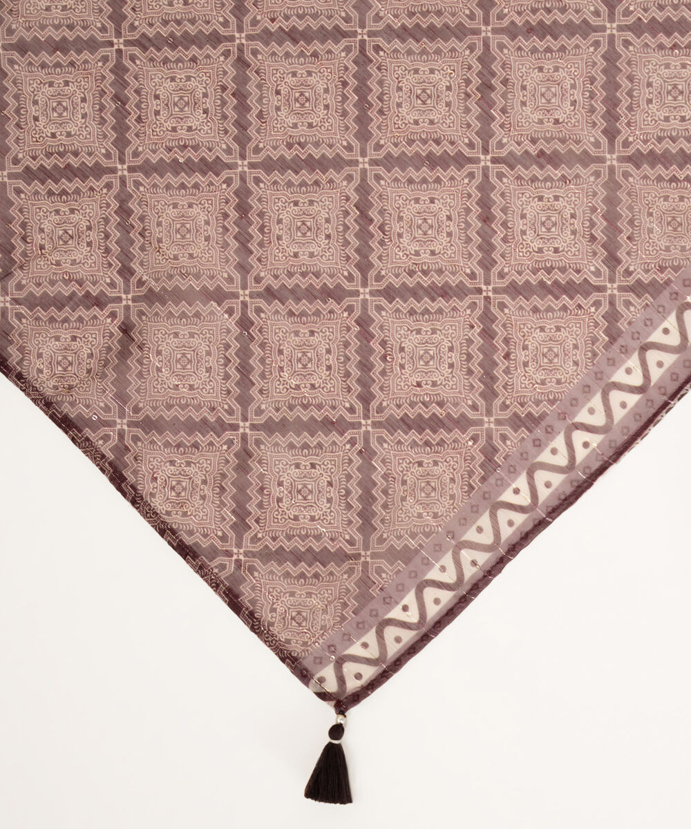 Manaar Brown Printed Dupatta