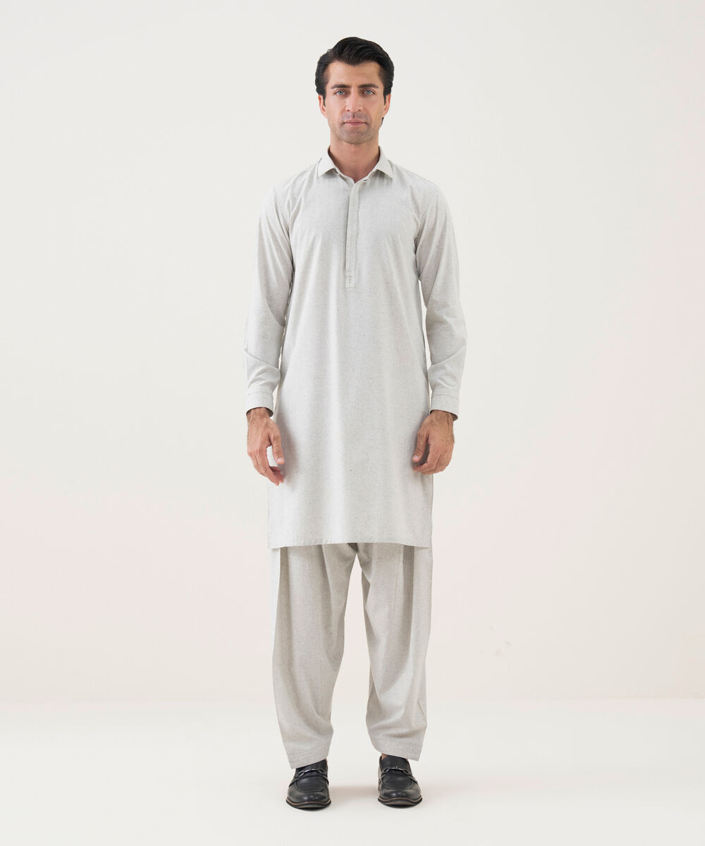 Men's Viscose Plain Beige Kameez Shalwar