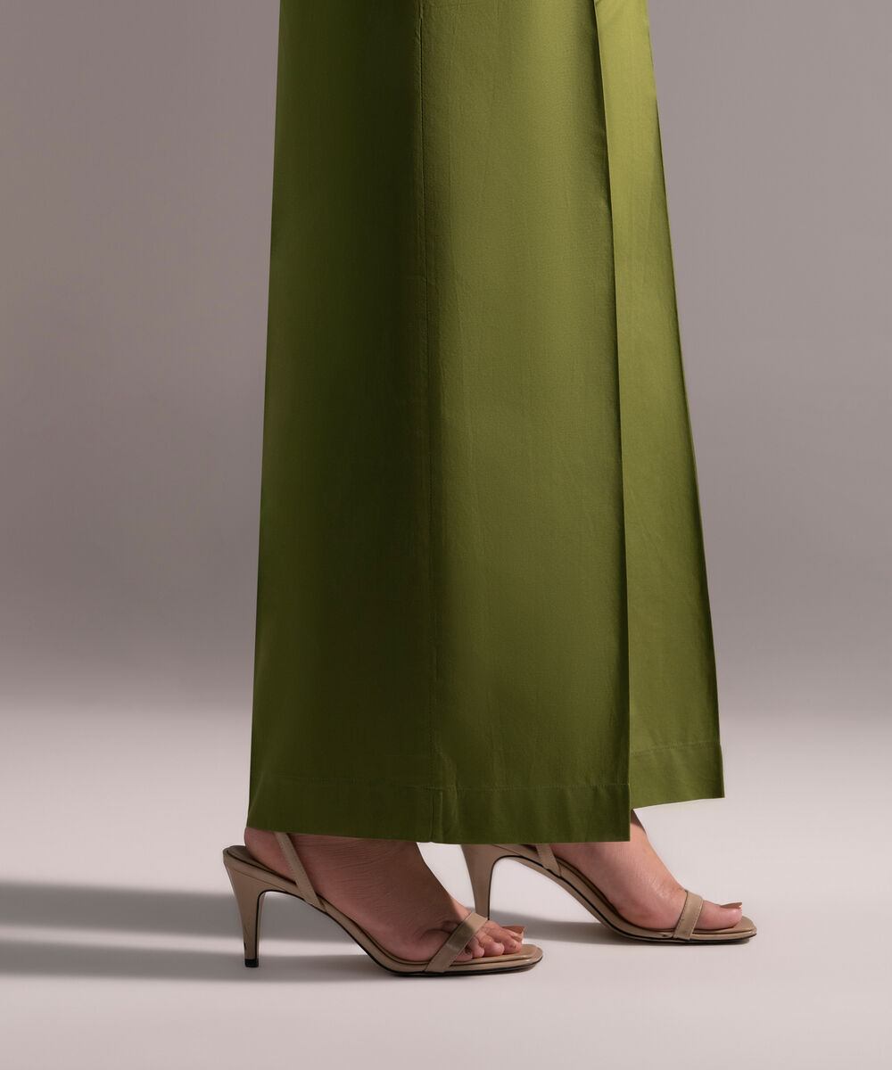 Women's RTW Cambric Solid Green Culottes