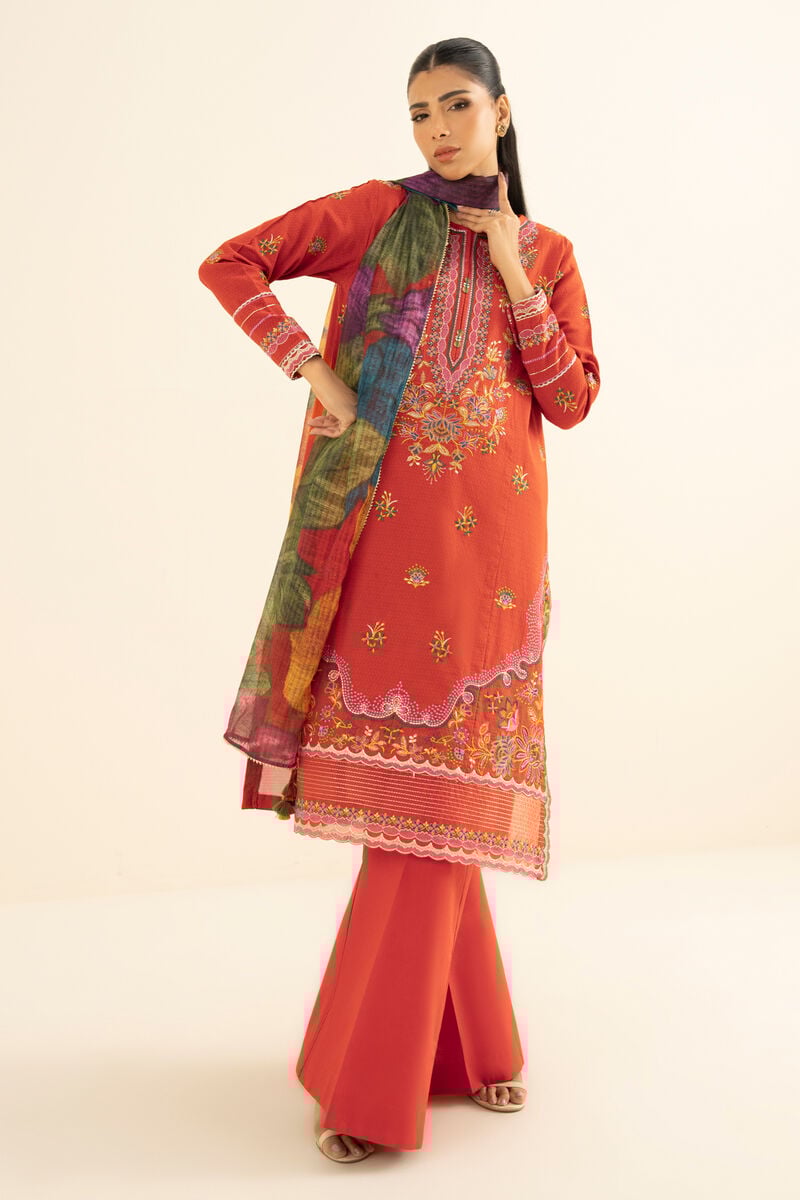 3 Piece - Embroidered Dobby Suit