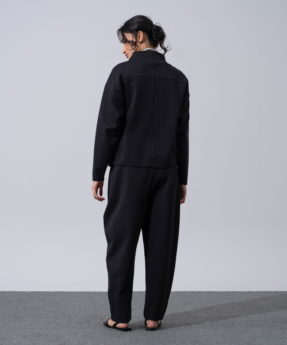 Women's Western Wear Black Knit Barrel-Fit Trousers