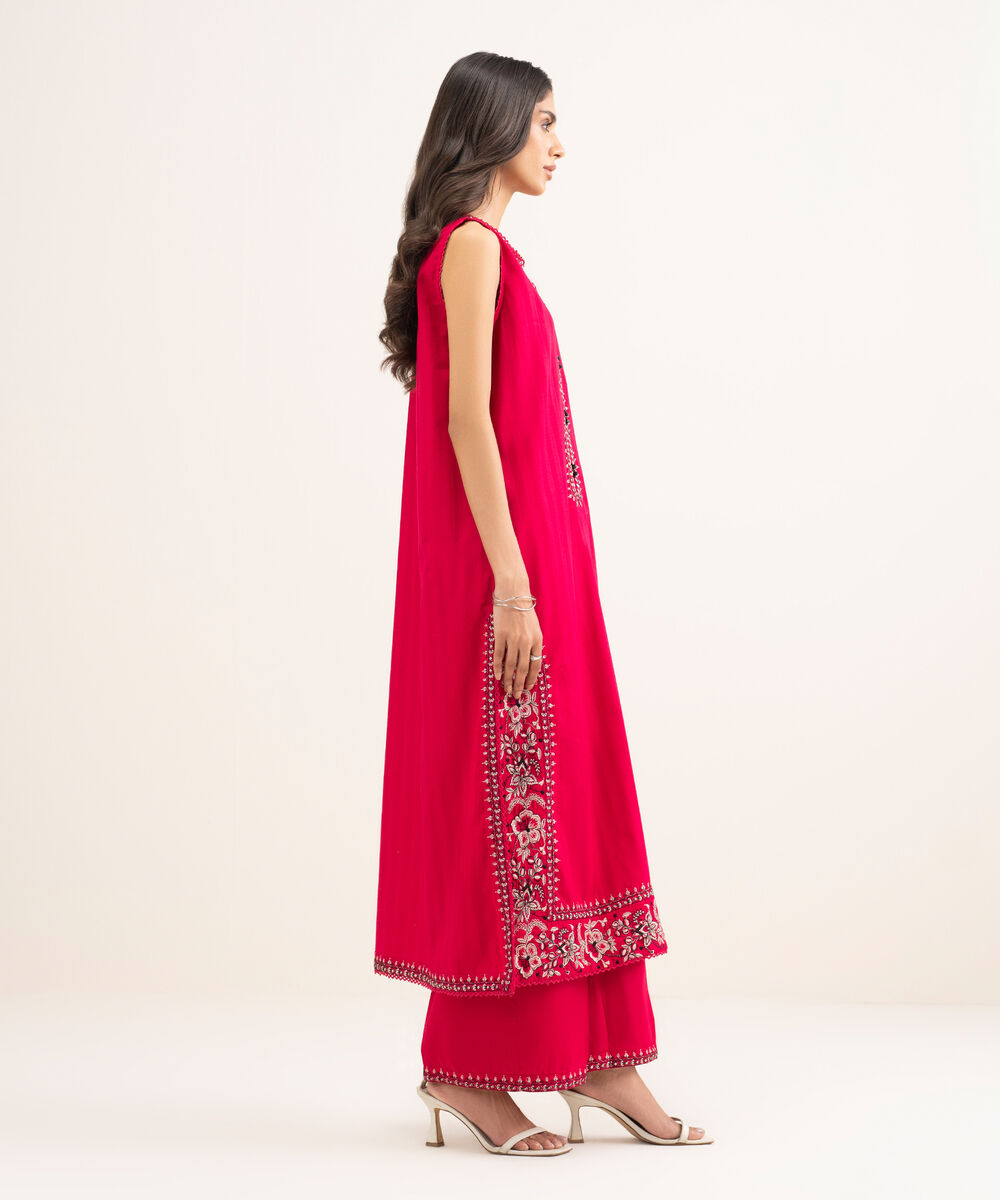 Women's RTW Leno Kara Embroidered Pink Straight Shirt