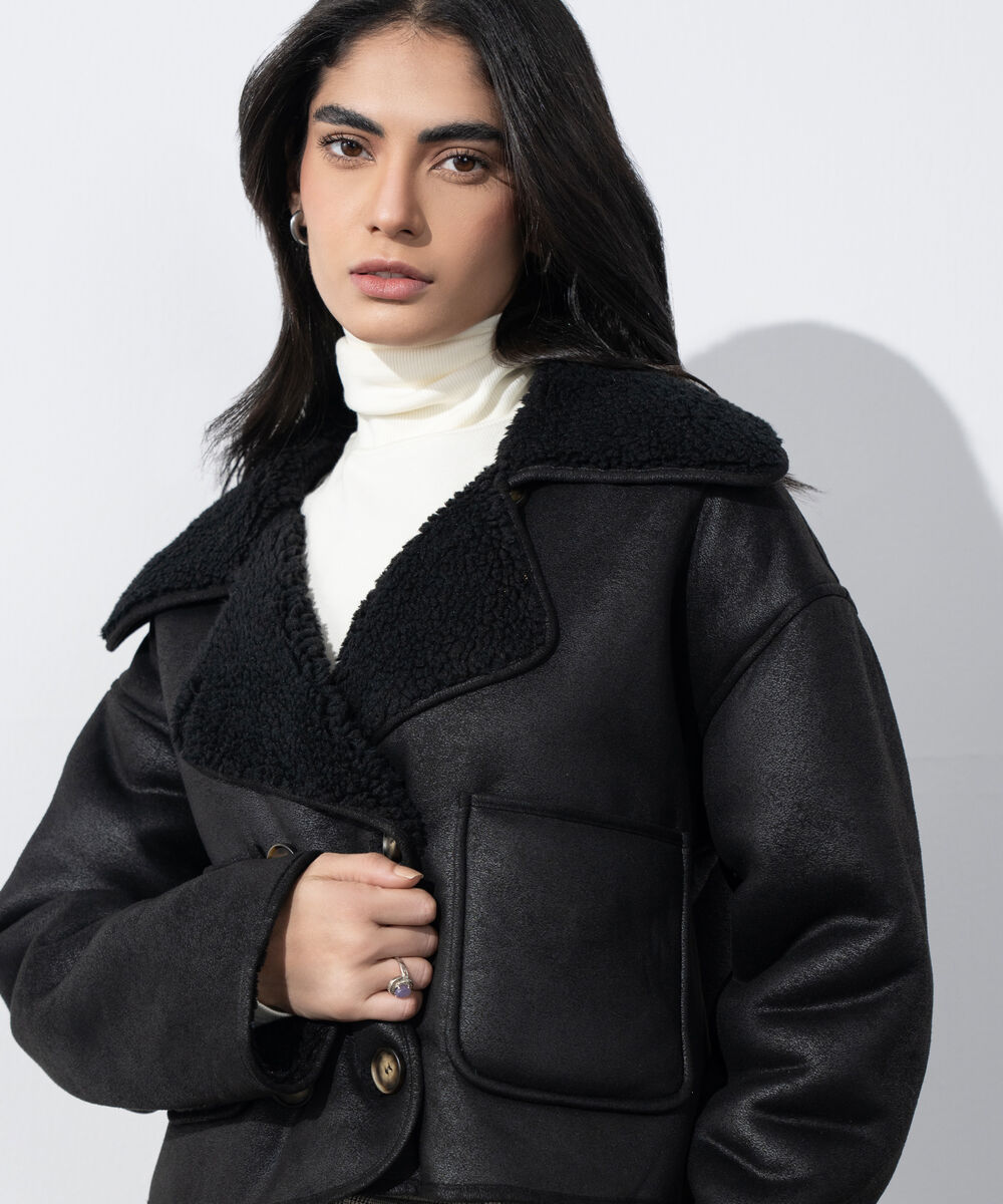 Women's Western Wear Black Reversable Short Jacket