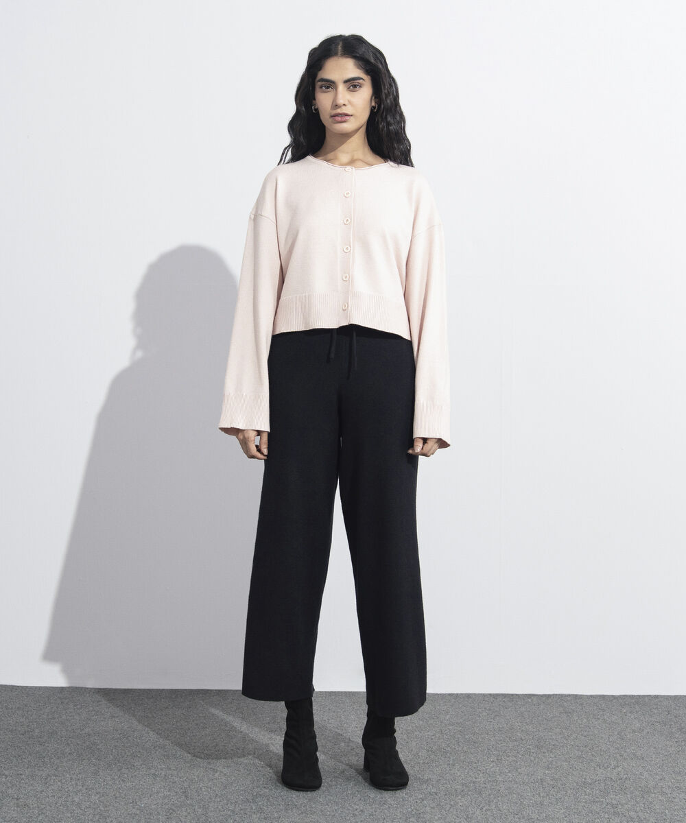 Women's Western Wear Powder Pink Cropped Knit Cardigan