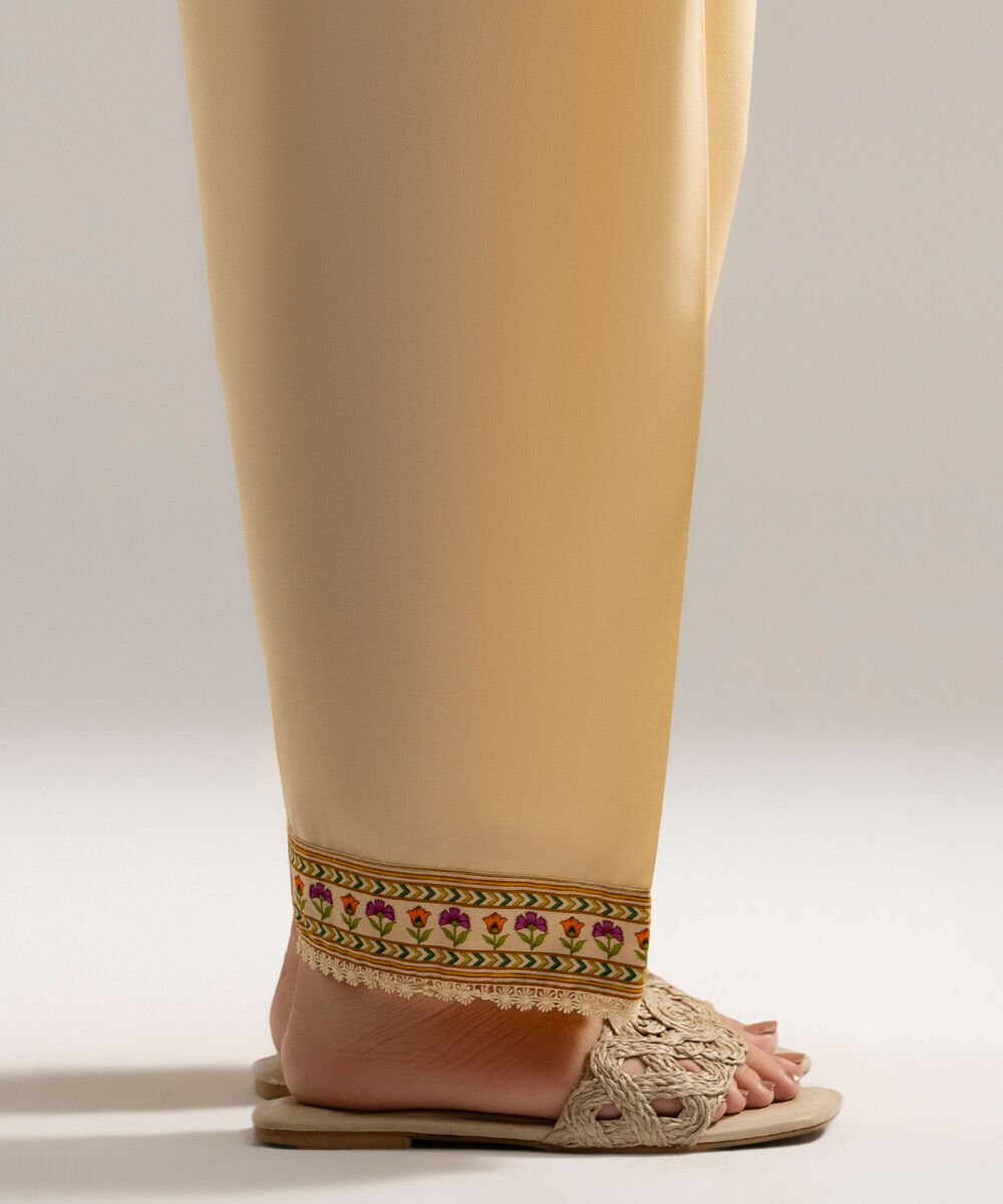 Women's RTW Cambric Solid Beige Shalwar