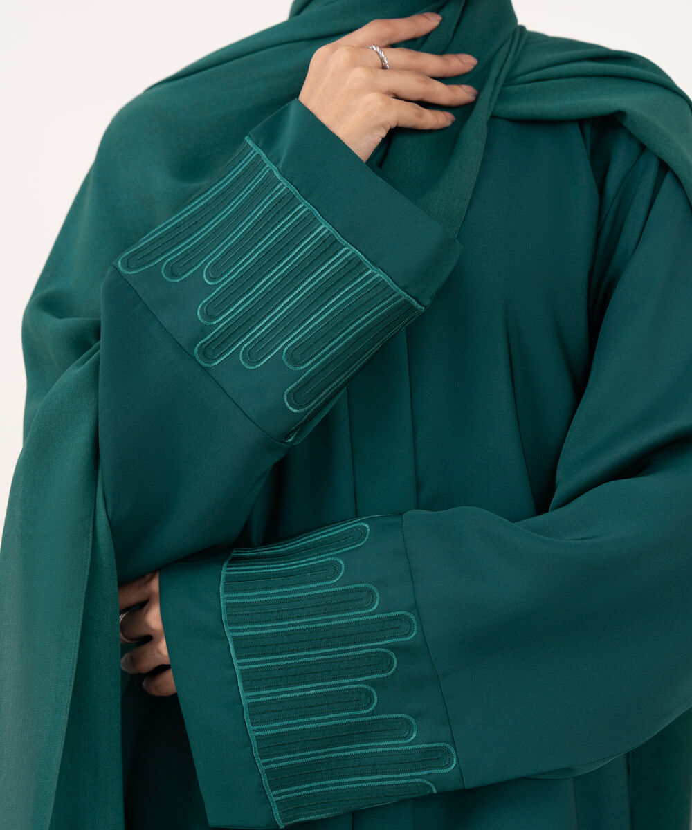 Women's Teal Polyester Abaya Set