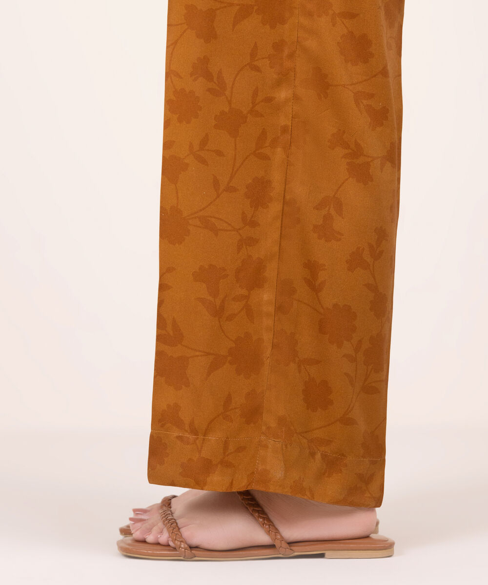 Women's RTW Lawn Printed Mustard Brown Culottes