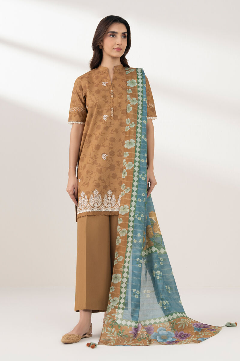 3 Piece - Embroidered Zari Lawn Suit