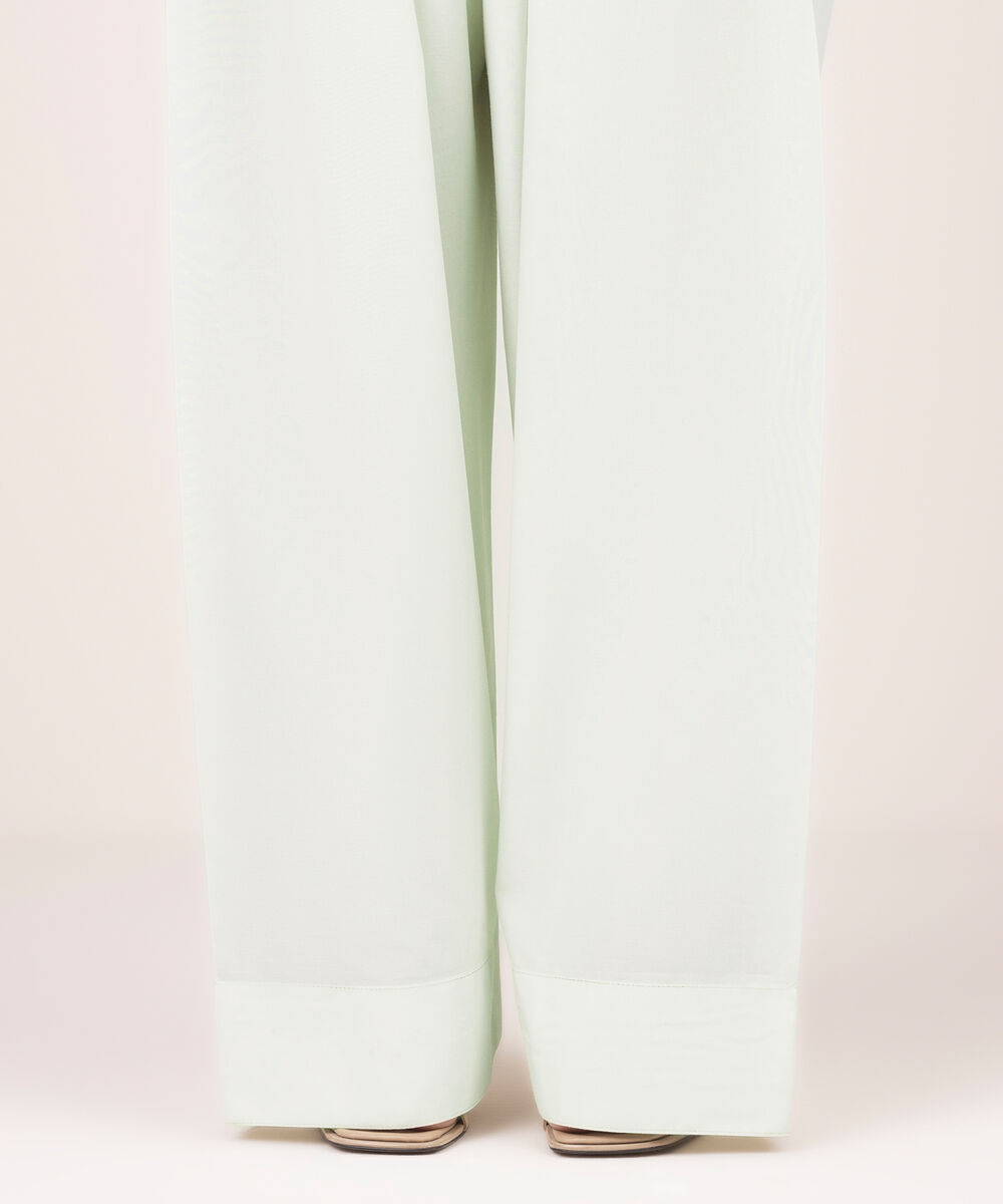 Women's RTW Lawn Solid Mint Green Farshi Shalwar