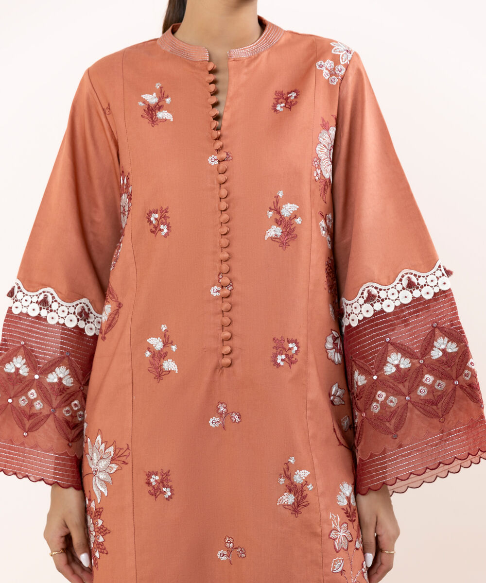 Women's Unstitched Light Cotton Satin Dyed Three Piece Suit