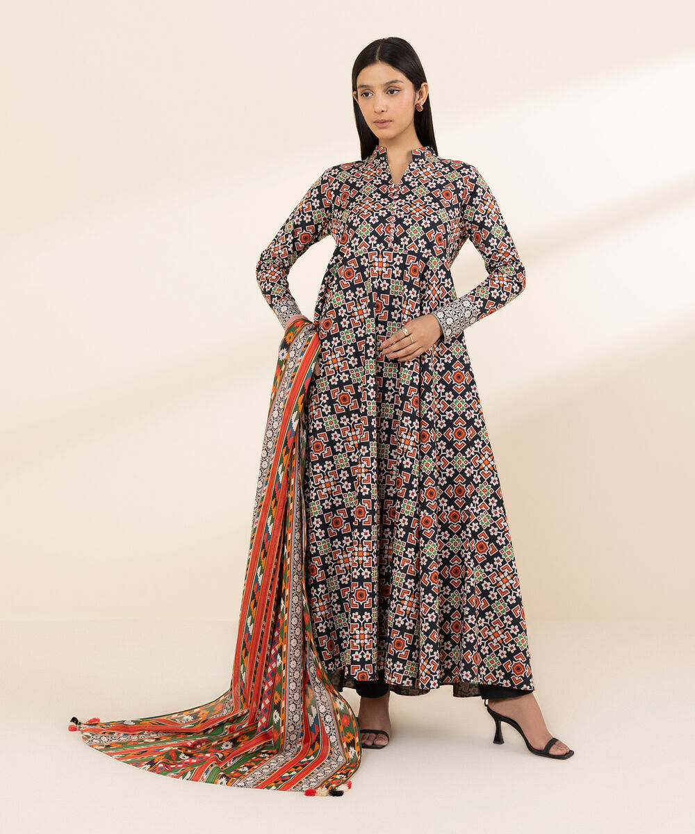 Women's Unstitched Lawn Printed Multi 3 Piece Suit