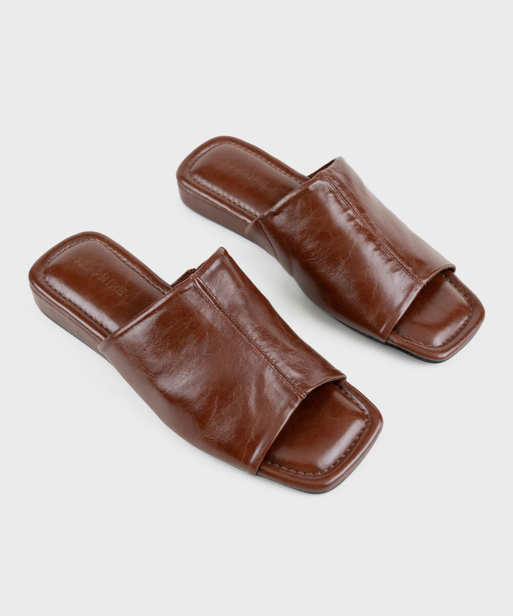 Women's Maroon Square Toe Mule