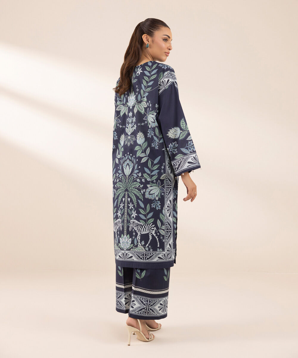 Women's RTW Lawn Blue Printed A-Line Shirt