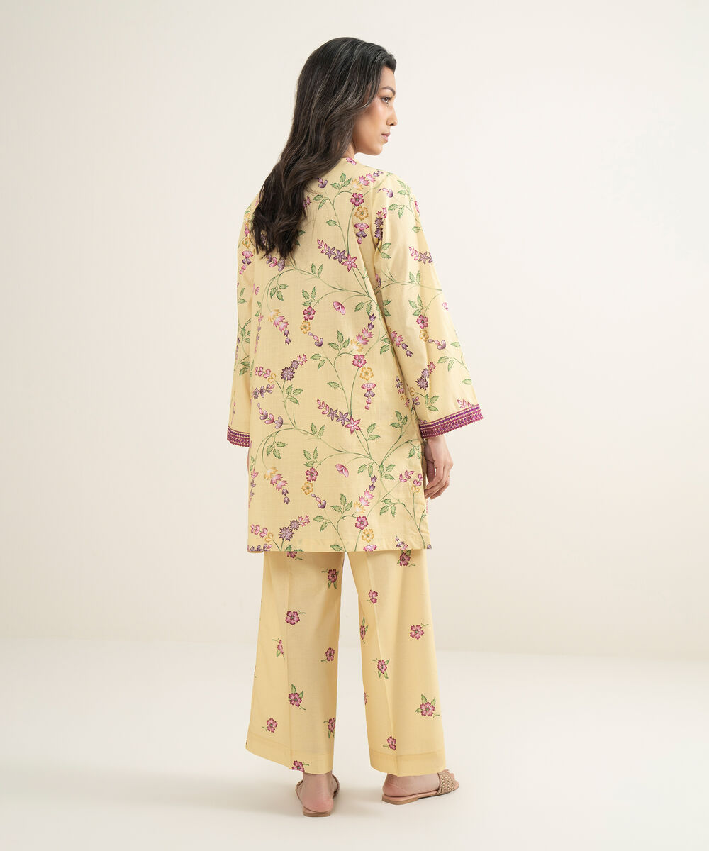 Women's RTW Crosshatch Embroidered Yellow Straight Shirt