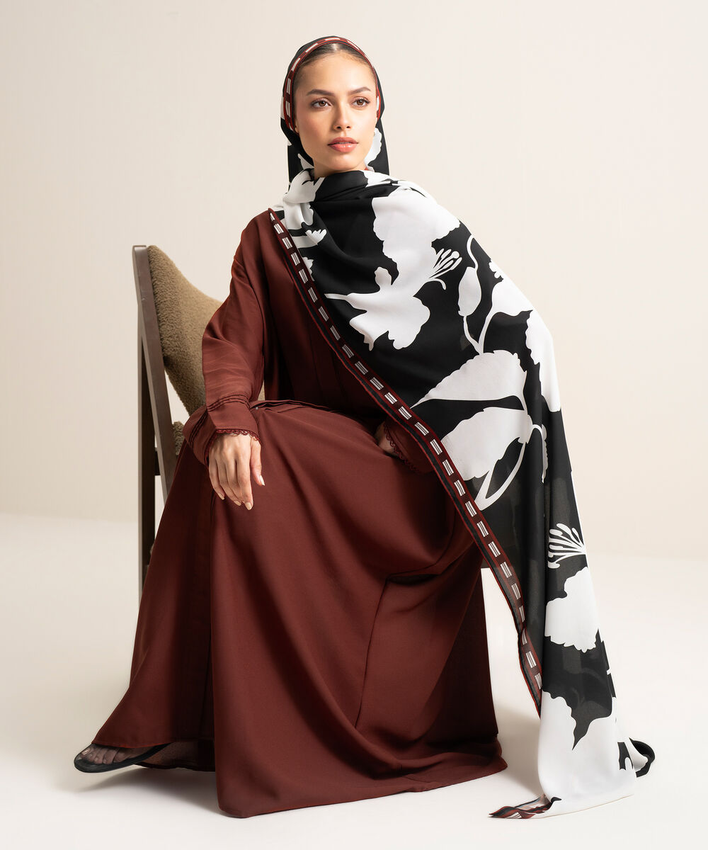 Women's Rust V-Neck Regular Abbaya Set