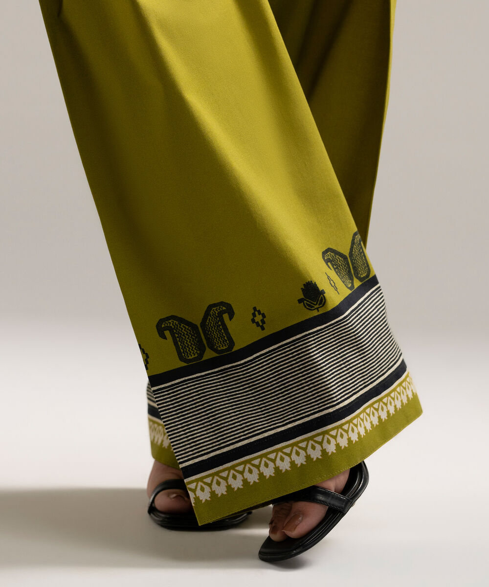 Women's RTW Cambric Printed Green Farshi Shalwar