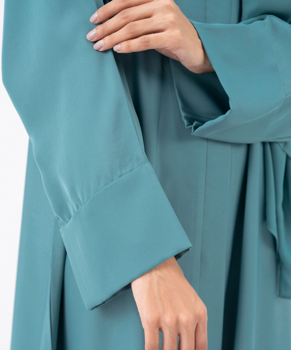Women's Turquoise Polyester Abaya Set