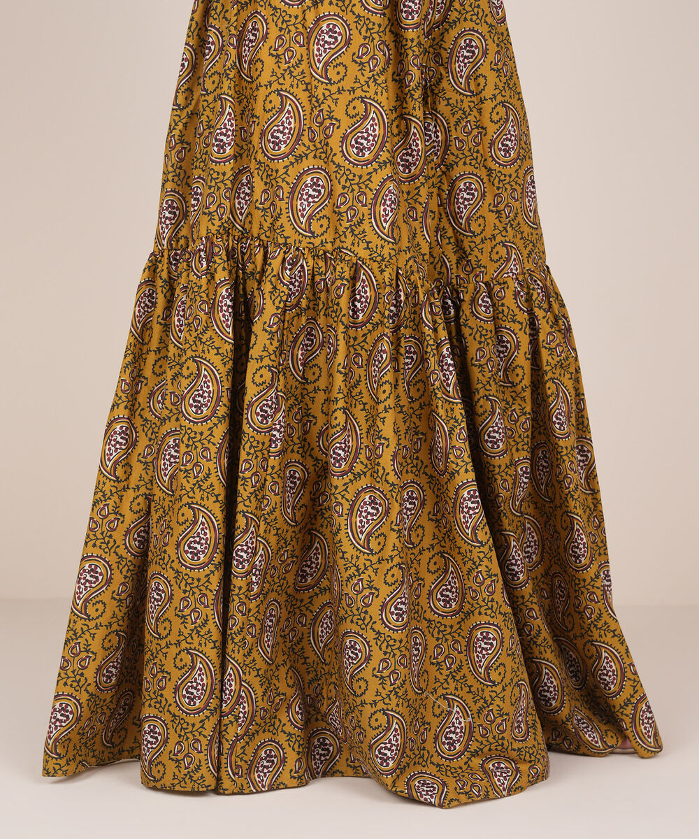 Women's RTW Cambric Yellow Printed Gharara