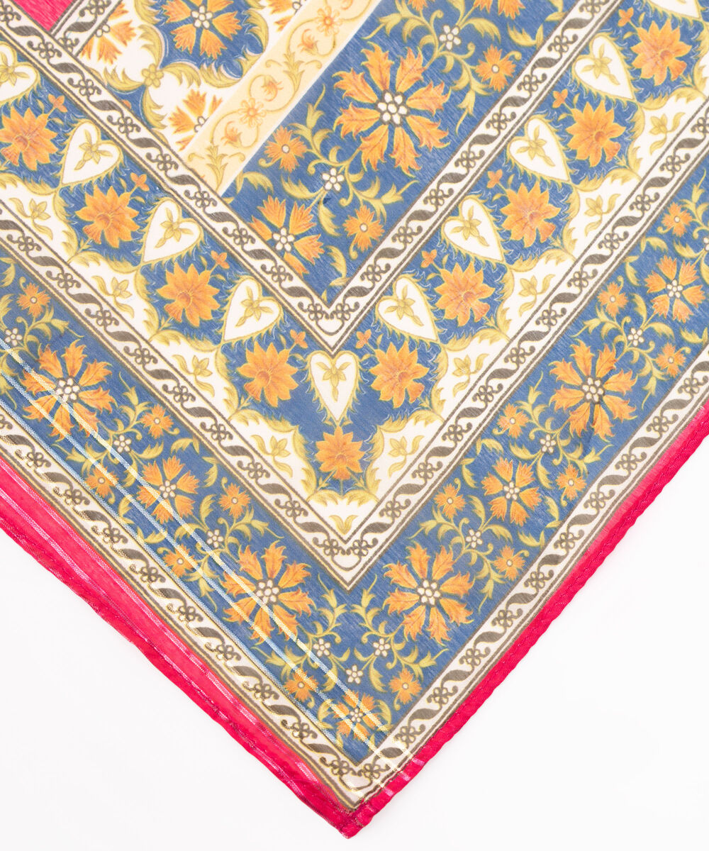 Textured Voile Beige Printed Dupatta