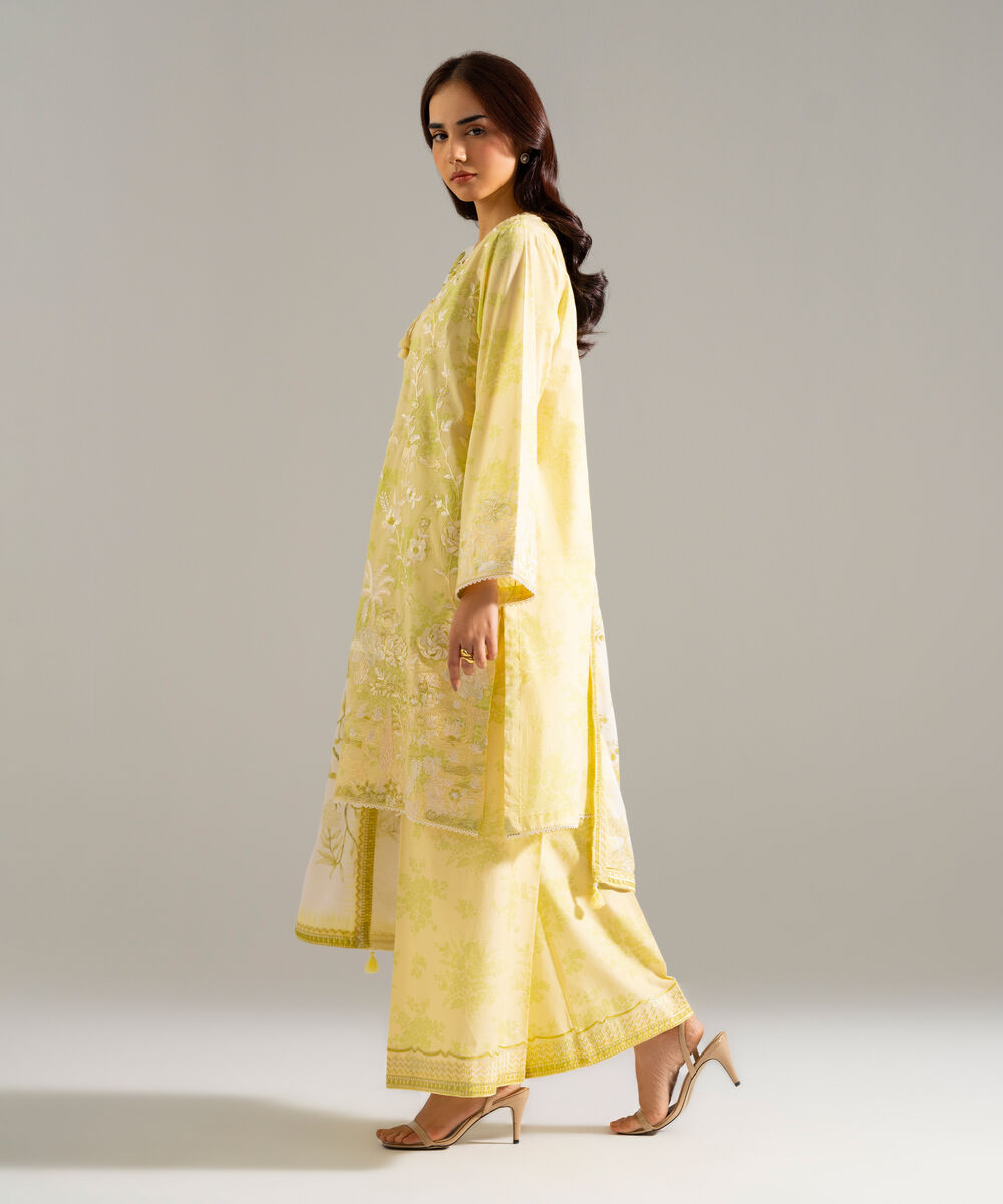 Women's RTW Lawn Embroidered Green 3 Piece Suit