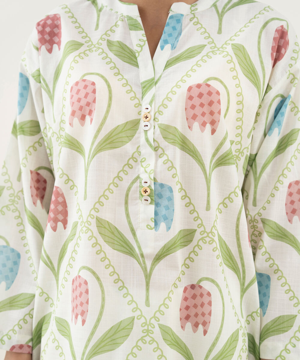 Women's RTW Crosshatch Printed Mint Green Straight Shirt