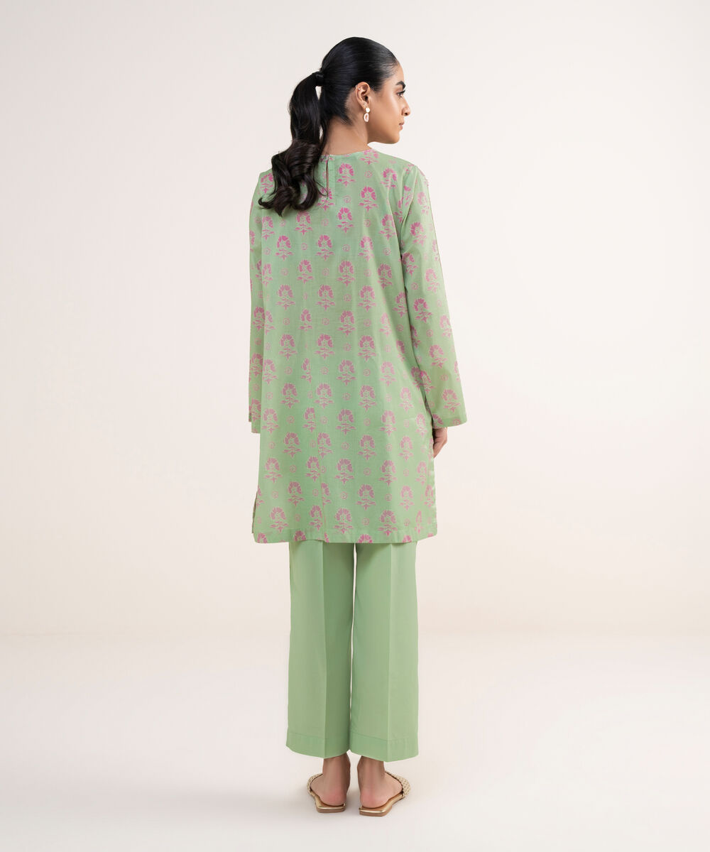 Women's RTW Lawn Green Embroidered A-Line Shirt