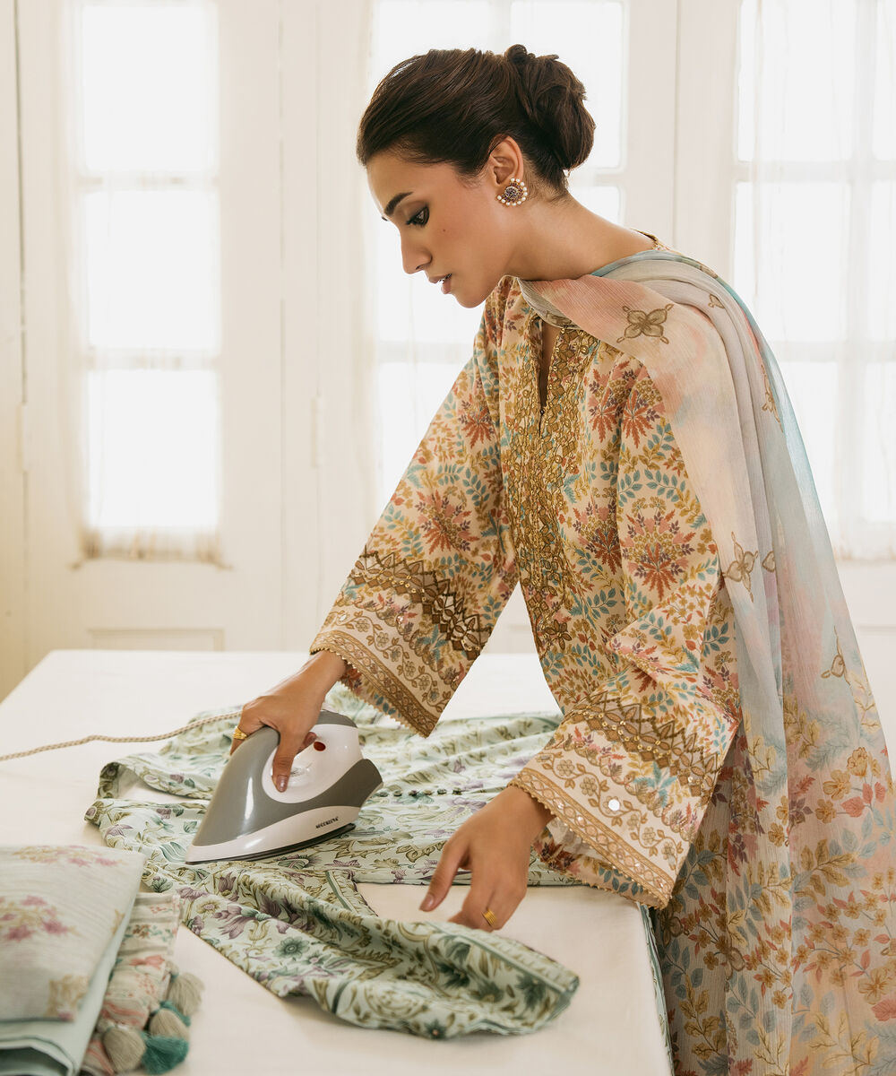 Women's Unstitched Lawn Embroidered Multi