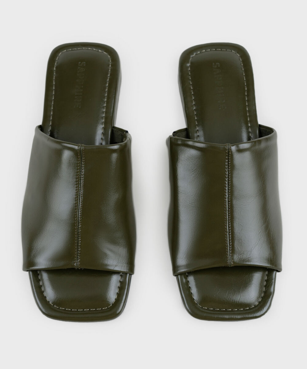 Women's Green Square Toe Mule